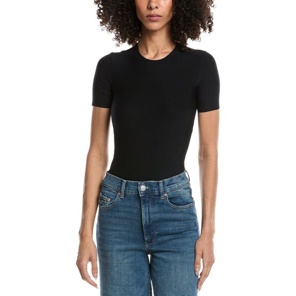 Commando® Womens Commando Butter Short Sleeve Bodysuit, Black